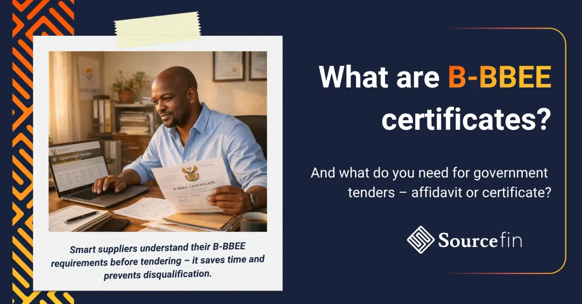 South African SMME business owner reviewing B-BBEE certificate documentation for government tender submission