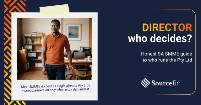 Directors shareholders Pty Ltd: South African single-director SMME owner in his workspace
