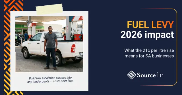 South African transport SMME owner at petrol station representing the fuel levy increase 2026 South Africa business impact