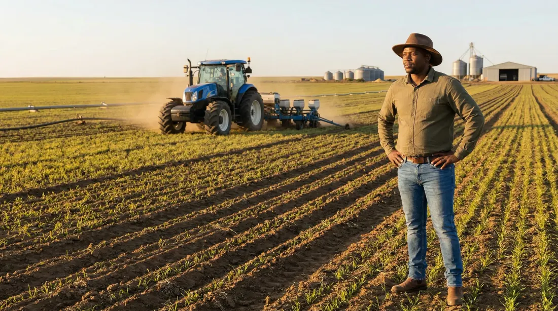 Agriculture business owner reviewing farming operations impacted by R7+ diesel price increase affecting planting and harvesting