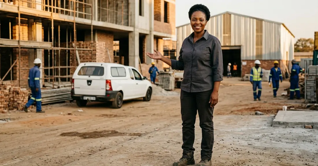 South African SMME business owner outside warehouse managing fuel price resilience and cost strategies