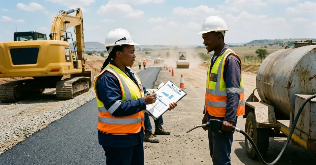 Fuel tax relief may 2026 south africa civils contractor reviewing diesel exposure on a road construction site