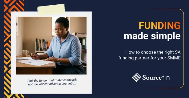 Funding companies South Africa: SMME owner reviewing funding options at a small desk