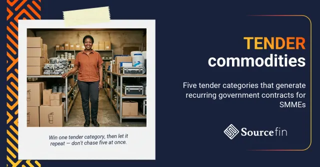 South African SMME supplier standing in her storeroom representing government tender commodities in South Africa