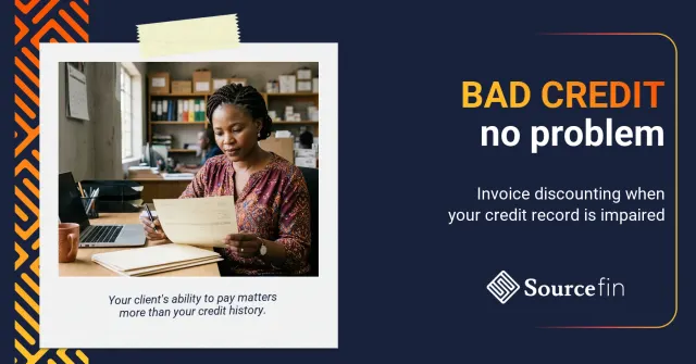 invoice discounting bad credit South Africa – South African business owner reviewing invoices at her office desk