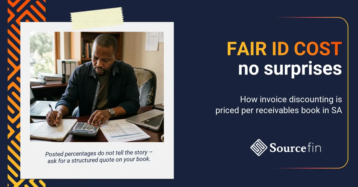 invoice discounting costs South Africa – South African SMME owner working through facility cost factors and pricing structure