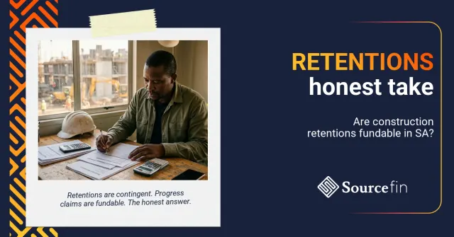 Invoice discounting for retentions: SA construction contractor reviewing a progress claim and retention statement