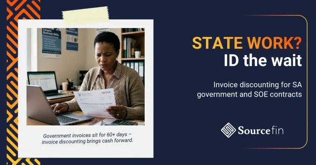 invoice discounting government contracts South Africa – South African SMME owner reviewing an outstanding government invoice at her desk