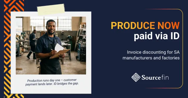 invoice discounting manufacturers South Africa – South African manufacturer in a small factory reviewing production and customer invoices