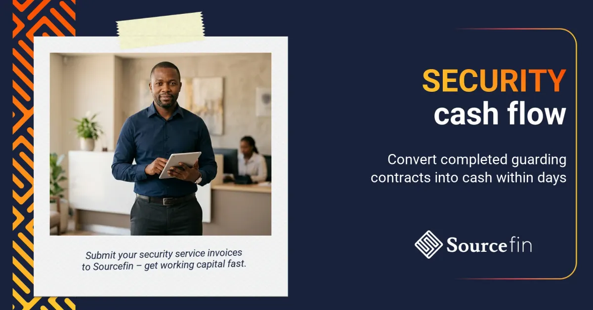 South African private security business owner in office – invoice discounting security services cash flow solution