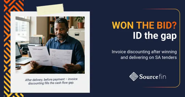invoice discounting tender winners South Africa – South African tender winner reviewing a delivered tender invoice and award letter