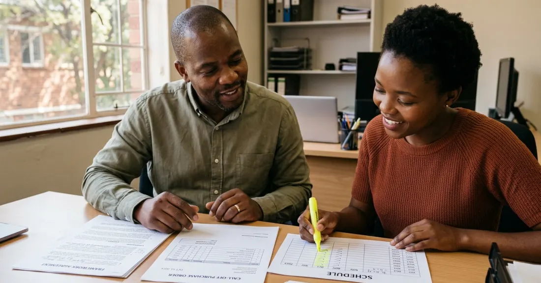 Purchase order funding for framework contracts in practice: SA SMME team planning a call-off against a multi-year framework agreement