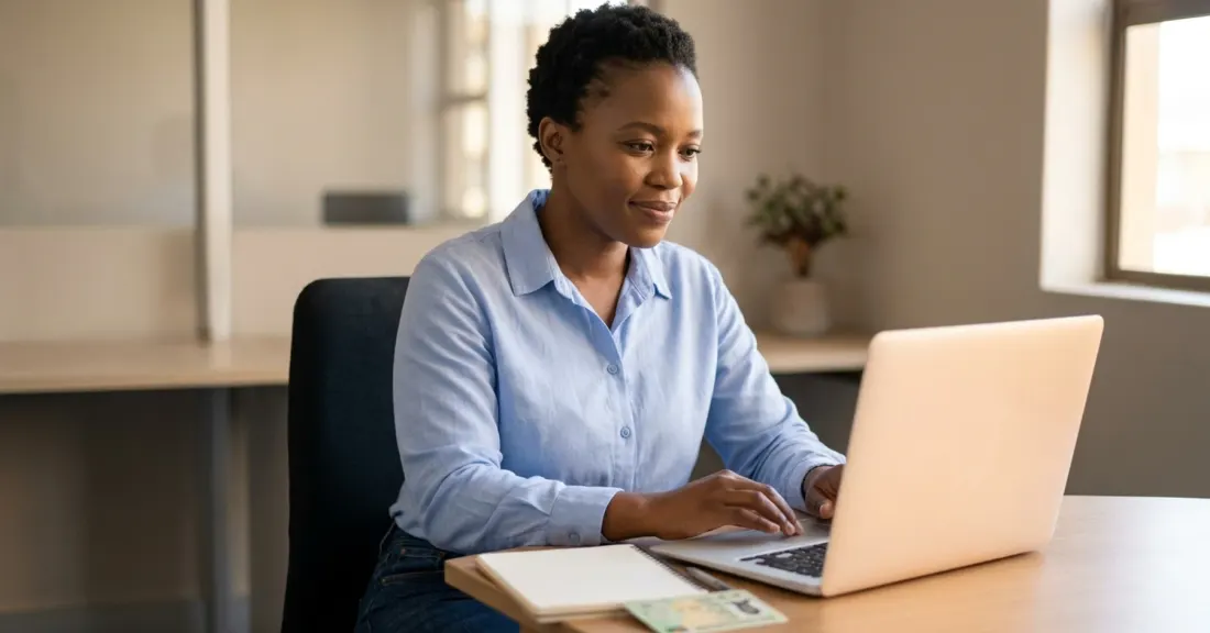 South African SMME founder completing her CIPC application as she registers a business in South Africa