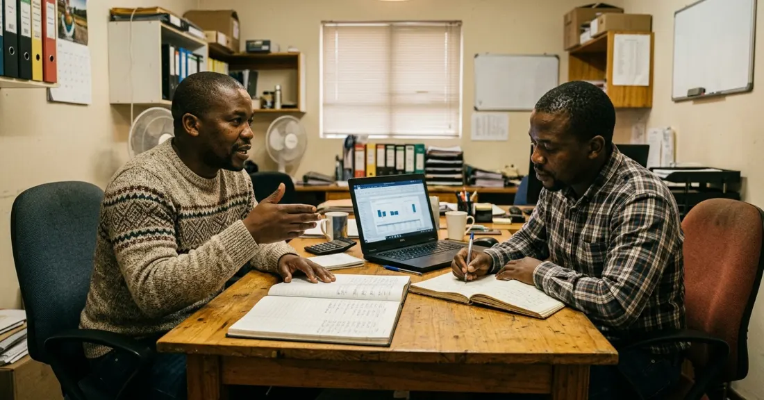 selective vs whole turnover invoice discounting South Africa – South African SMME co-directors discussing whether to fund all invoices or selected ones