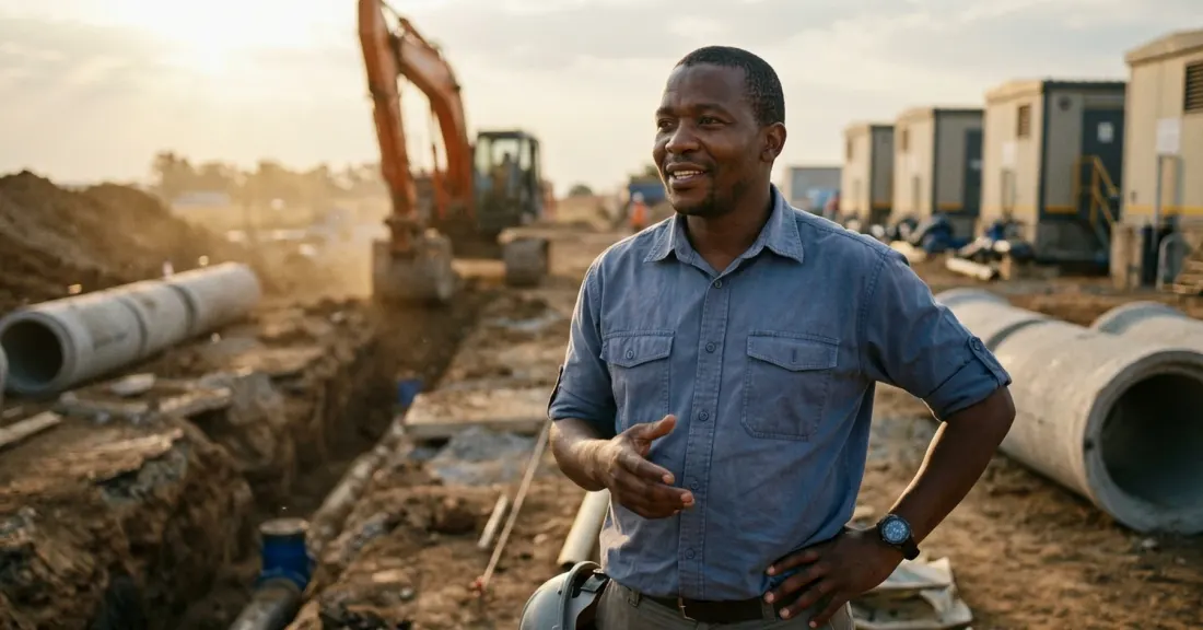Sourcefin reviews: South African civils contractor on a wastewater infrastructure project site
