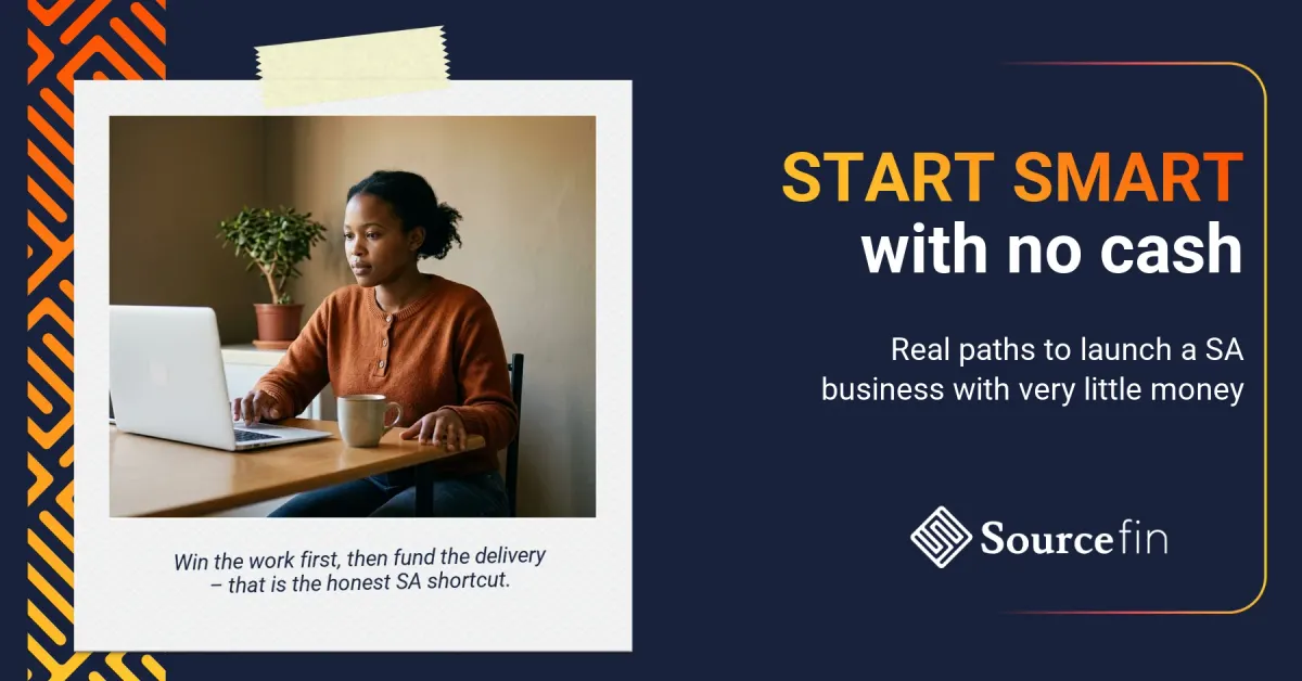 Start a business with no money South Africa: young SA entrepreneur registering a company on a laptop at home