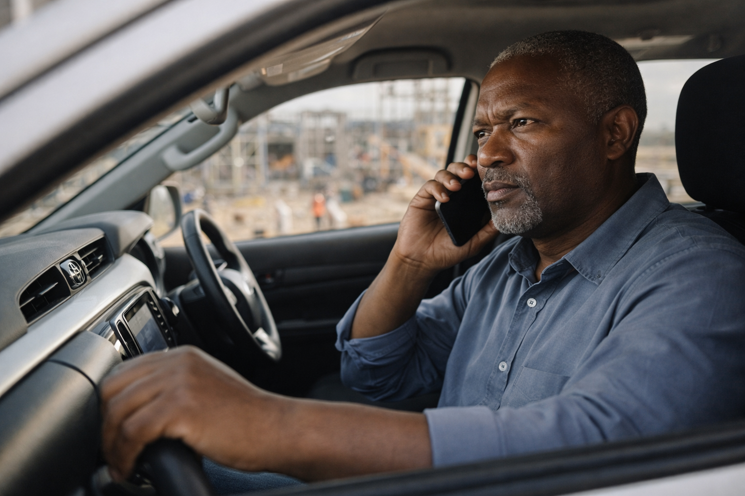 Contractor in bakkie making business calls – mobile problem-solving in South African SMME context