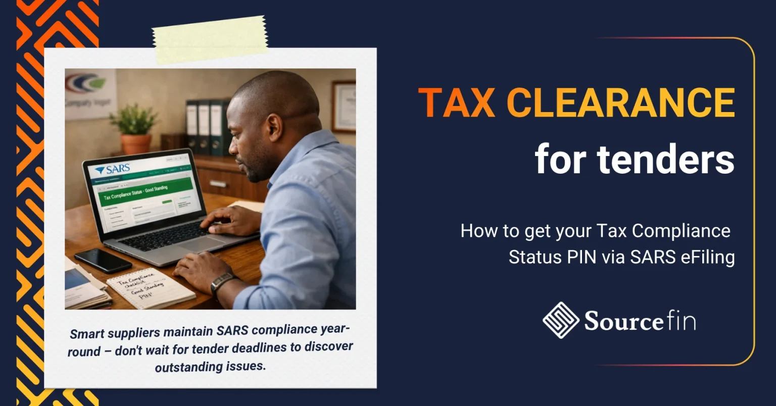 South African SMME business owner applying for tax clearance certificate for tenders on SARS eFiling portal