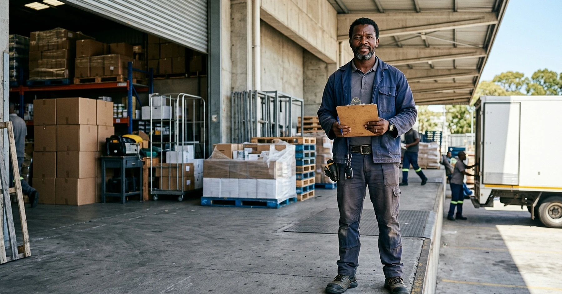 invoice discounting bad credit South Africa – South African SMME supplier at warehouse with delivery documents