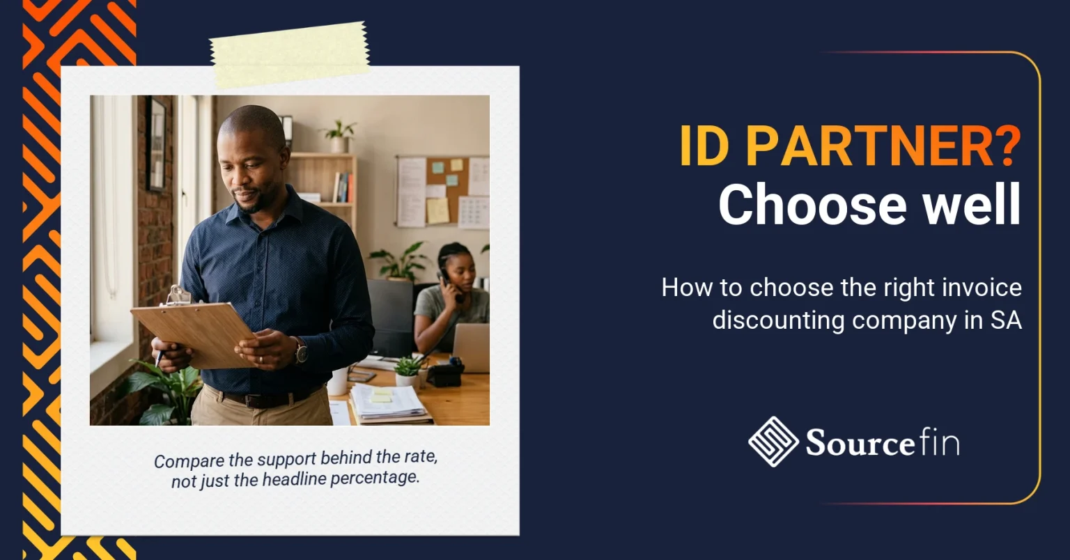 invoice discounting company South Africa – South African SMME owner reviewing a shortlist of invoice discounting providers