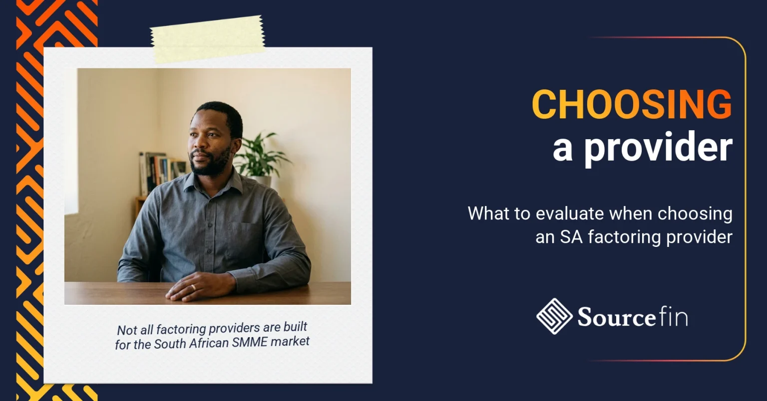 South African SMME owner evaluating invoice factoring companies South Africa at his office desk