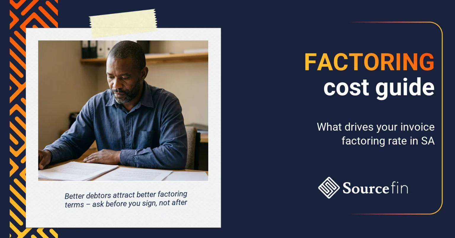 South African SMME business owner reviewing invoice factoring rates South Africa documents