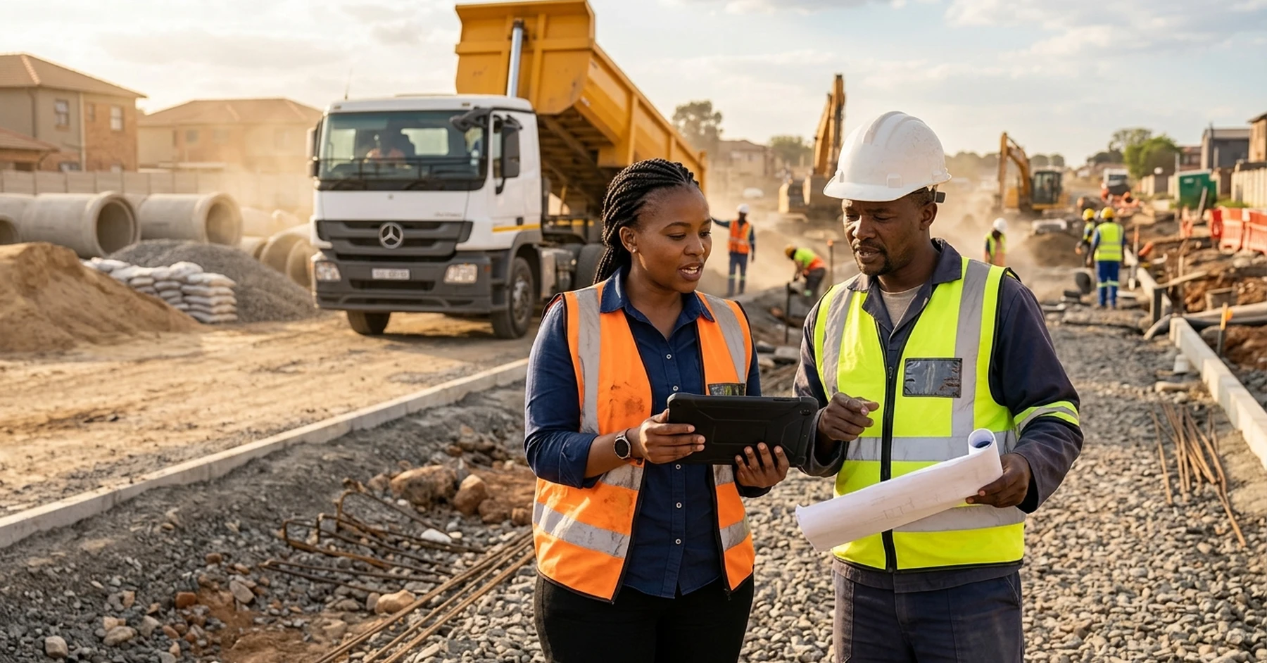 purchase order funding government tenders South Africa – South African SMME owner managing on-site delivery for an awarded government contract