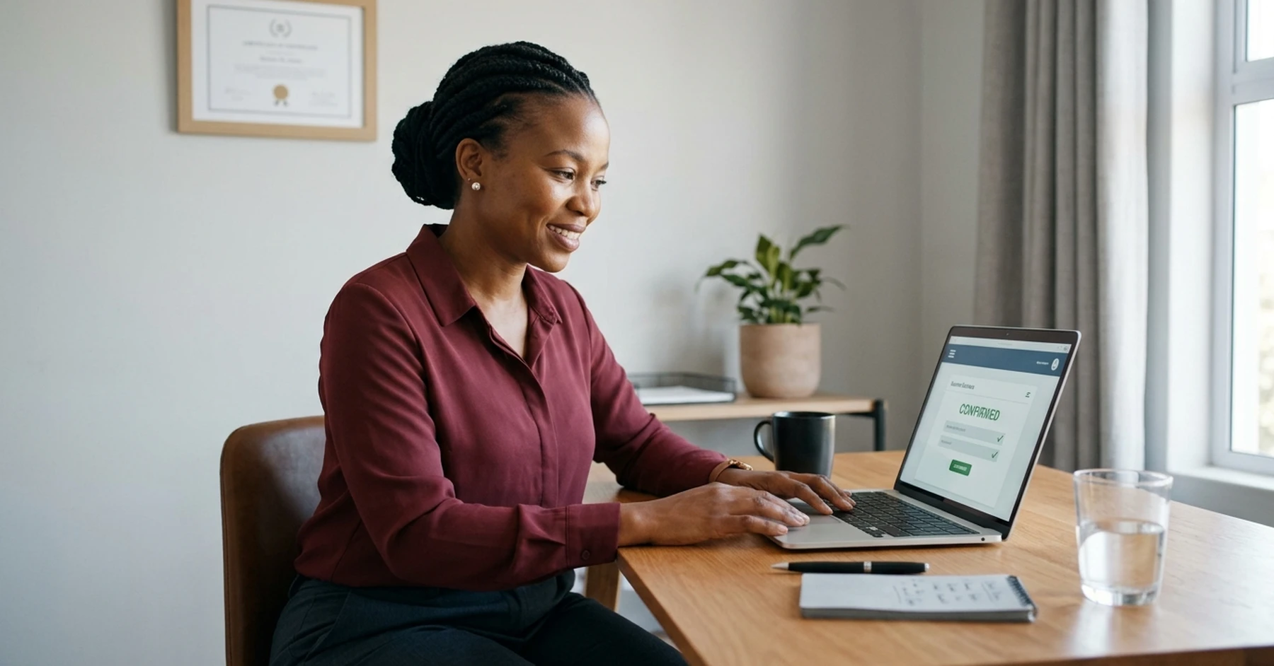 South African business owner reviewing SARS eFiling tax compliance status on a laptop