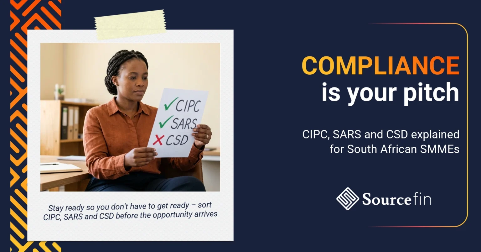 South African business coach explaining SMME compliance requirements for CIPC SARS and CSD funding access