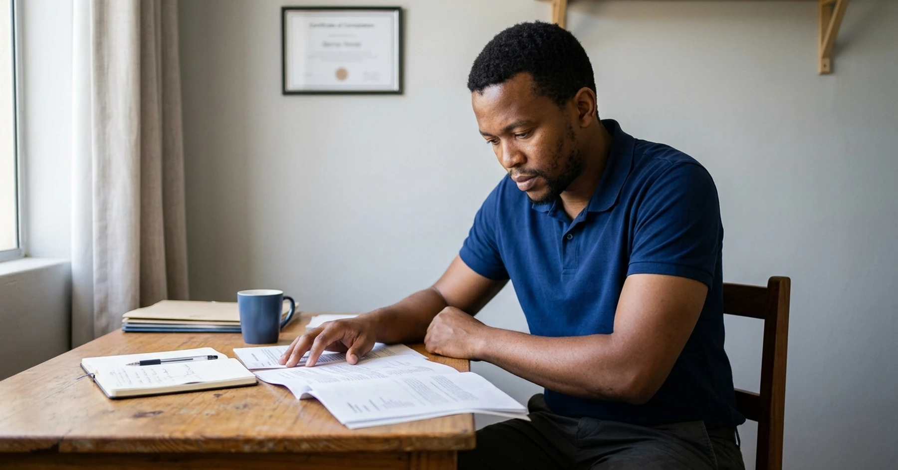 South African SMME business owner reviewing CIPC and SARS compliance documents at a desk