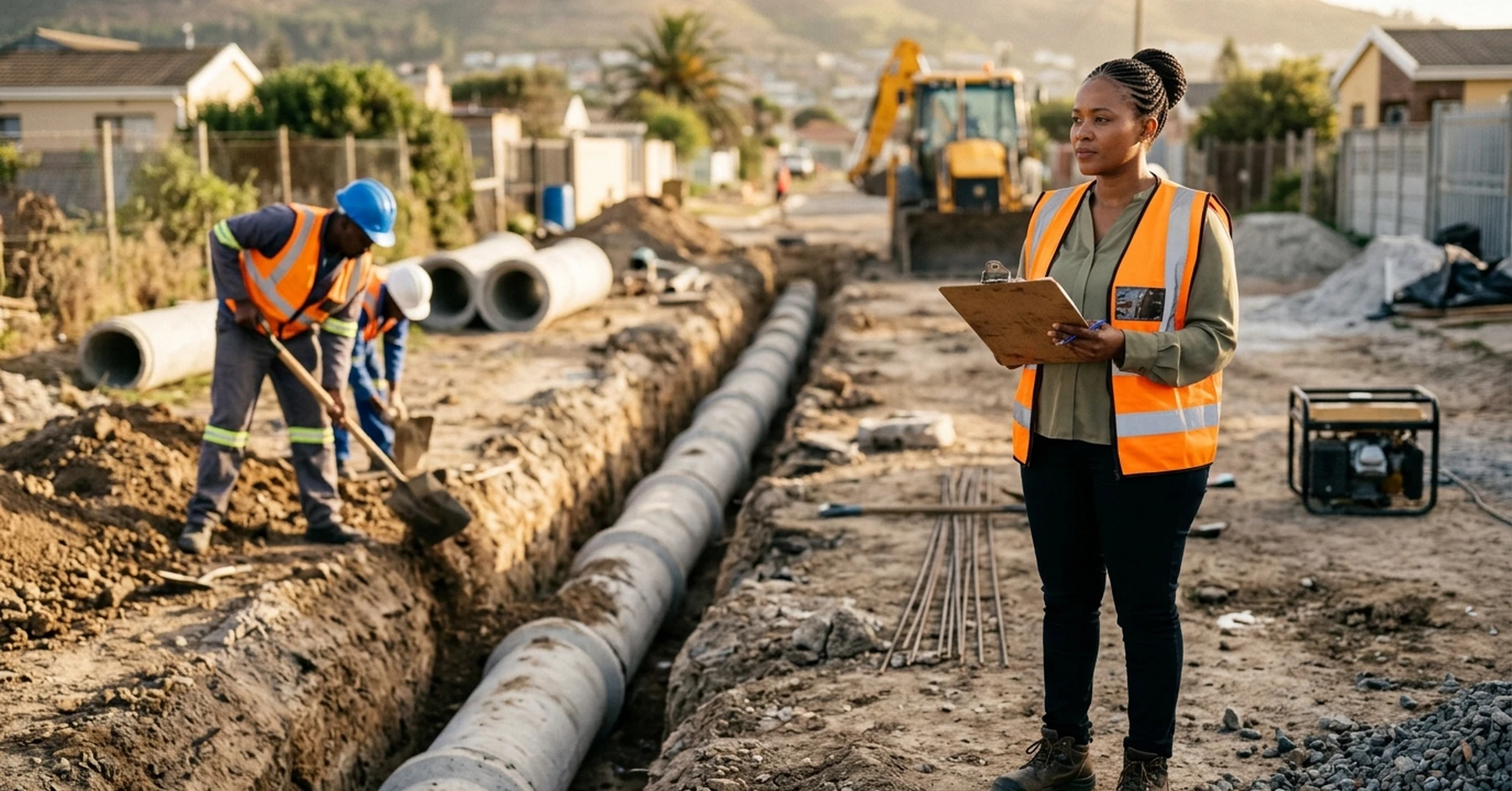 tender funding municipal contracts South Africa – South African SMME owner managing on-site delivery for an awarded municipal contract