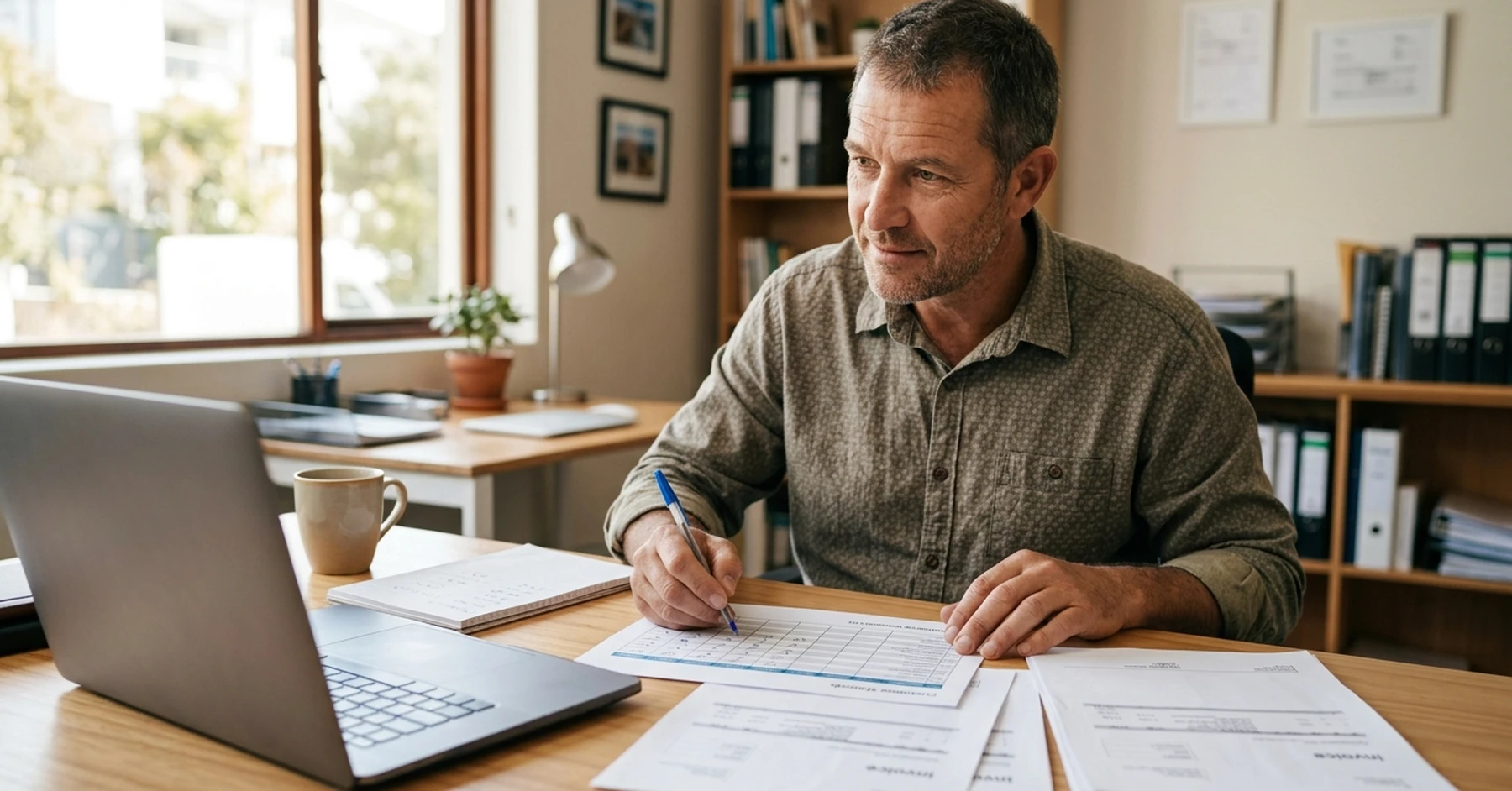 Why invoice discounting applications get declined in practice: SA SMME owner reviewing his customer ledger and outstanding invoices